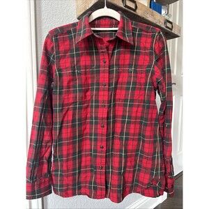 Lauren Ralph Lauren Womens Vintage Red Plaid Button Down Flannel Shirt XS